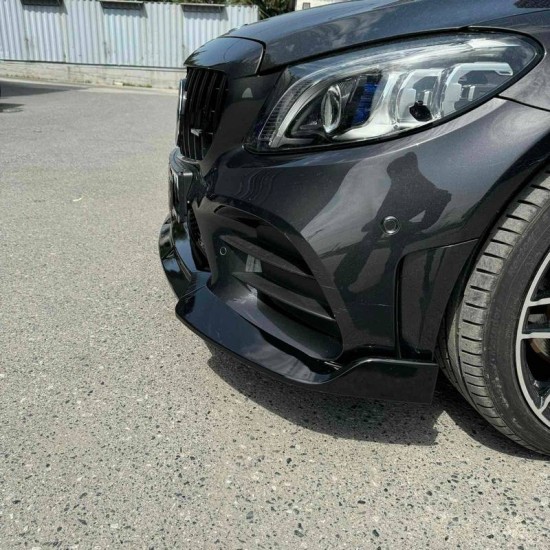 Μπροστινό Spoiler Για Mercedes-Benz  C-Class C205 / W205 Facelift 19-21 Amg Line Μαύρο Γυαλιστερό Brabus Look 3 Τεμάχια