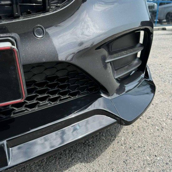 Μπροστινό Spoiler Για Mercedes-Benz  C-Class C205 / W205 Facelift 19-21 Amg Line Μαύρο Γυαλιστερό Brabus Look 3 Τεμάχια