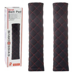 Μαξιλαράκια Ζώνης Ασφαλείας Swiss  26x6.3cm Μαύρα Με Κόκκινη Ραφή Ζευγάρι 2 Τεμάχια Μαξιλαράκια Ζώνης Ασφαλείας Swiss  26x6.3cm Μαύρα Με Κόκκινη Ραφή Ζευγάρι 2 Τεμάχια