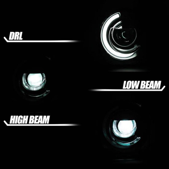 Μπροστινά Φανάρια Set Για Jeep Renegade 2014+ DRL Tube Lights Μαύρα H7 Manual Akkon