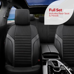 Καλύμματα Αυτοκινήτου Otom Coral Design Universal Full Δερματίνη Σετ Εμπρός / Πίσω 11 Τεμαχίων Μαύρο / Γκρι CRΑL-106