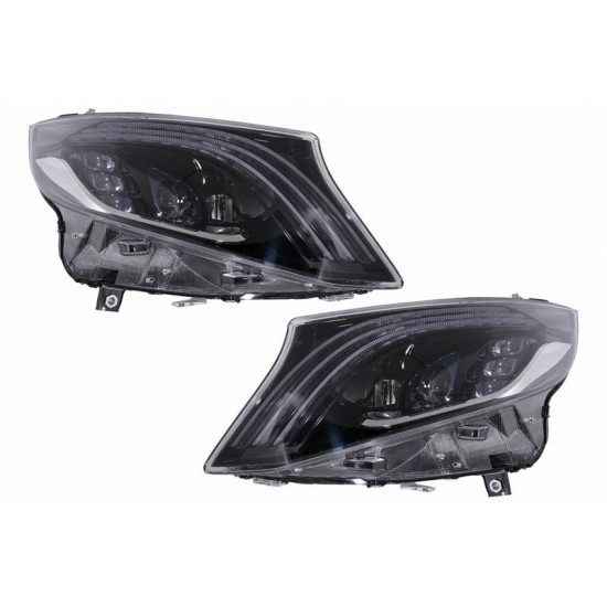 Μπροστινά Φανάρια Set Για Mercedes-Benz Vito W447 14-20 Maybach Look DRL Led Tube Μαύρα