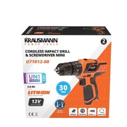Δραπανοκατσάβιδο Κρουστικό Mini 12V + 2 Μπαταρίες 2.0Ah Με Φορτιστή Και Τσάντα Krausmann U71012-22S Δραπανοκατσάβιδο Κρουστικό Mini 12V + 2 Μπαταρίες 2.0Ah Με Φορτιστή Και Τσάντα Krausmann U71012-22S