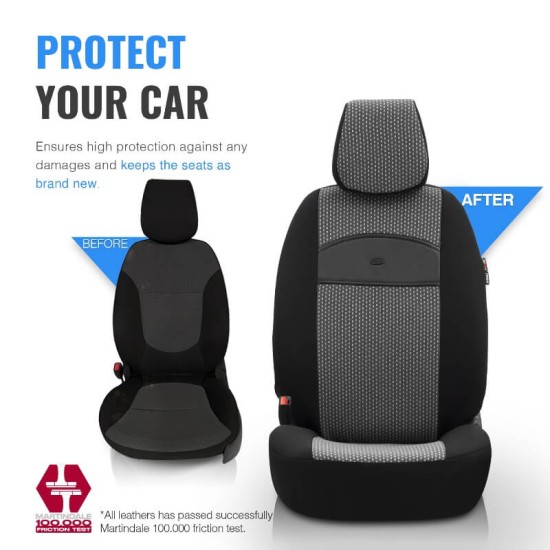 Καλύμματα Αυτοκινήτου Otom Smart Design Universal Ύφασμα / Δερματίνη Σετ Εμπρός / Πίσω 11 Τεμαχίων Μαύρο / Γκρι SLTSMT102-NZ