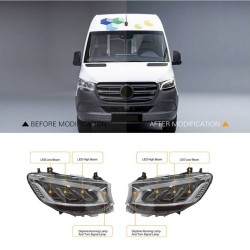 Μπροστινά Φανάρια Set Για Mercedes-Benz Sprinter W907 2018-2023  Μαύρα Full Led Carner