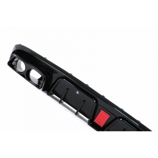Diffuser Πίσω Προφυλακτήρα Για Mercedes-Benz C-Class W205 14-20 Sedan Brabus Look Με Μαύρες Μπούκες