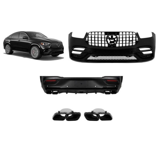 Body kit Για Mercedes-Benz GLE Coupe C167 2019-2023 GLE63s Amg Look Black Edition Με Μάσκα & Μπούκες Μαύρες