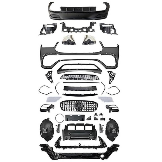 Body kit Για Mercedes-Benz GLE Coupe C167 2019-2023 GLE63s Amg Look Black Edition Με Μάσκα & Μπούκες Μαύρες