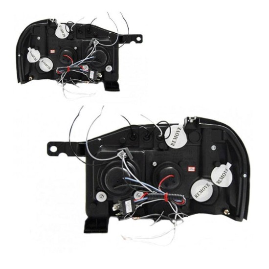 Μπροστινά Φανάρια Set Για Nissan Navara D22 01-04 Angel Eyes & Led Μαύρα H1/H1 Manual JunYan