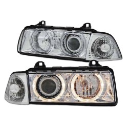 Μπροστινά Φανάρια Set Για Bmw 3 E36 90-99 Sedan / Compact / Touring Angel Eyes Χρωμίου H7/H7 Depo Μπροστινά Φανάρια Set Για Bmw 3 E36 90-99 Sedan / Compact / Touring Angel Eyes Χρωμίου H7/H7 Depo