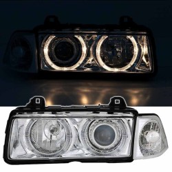 Μπροστινά Φανάρια Set Για Bmw 3 E36 90-99 Sedan / Compact / Touring Angel Eyes Χρωμίου H7/H7 Depo Μπροστινά Φανάρια Set Για Bmw 3 E36 90-99 Sedan / Compact / Touring Angel Eyes Χρωμίου H7/H7 Depo
