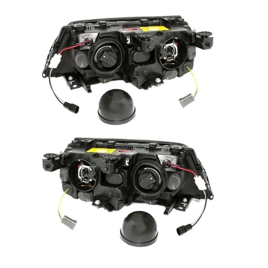 Μπροστινά Φανάρια Set Για Bmw 3 E46 Sedan/Caravan 01-05 Angel Eyes Μαύρα H7/H7 Με Μοτέρ Depo