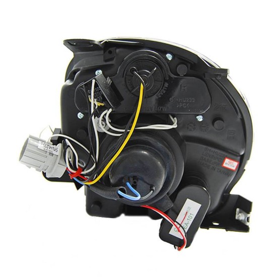 Μπροστινά Φανάρια Set Για Fiat 500 07-15 Angel Eyes & Led H1 Μαύρα Με Μοτέρ JunYan