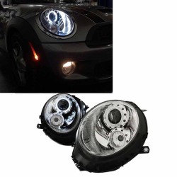 Μπροστινά Φανάρια Set Για Mini Cooper (R55/56/57/58/59) 06-13 Angel Eyes Χρωμίου H9 Με Μοτέρ JunYan Μπροστινά Φανάρια Set Για Mini Cooper (R55/56/57/58/59) 06-13 Angel Eyes Χρωμίου H9 Με Μοτέρ JunYan
