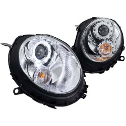 Μπροστινά Φανάρια Set Για Mini Cooper (R55/56/57/58/59) 06-13 Angel Eyes Χρωμίου H9 Με Μοτέρ JunYan Μπροστινά Φανάρια Set Για Mini Cooper (R55/56/57/58/59) 06-13 Angel Eyes Χρωμίου H9 Με Μοτέρ JunYan