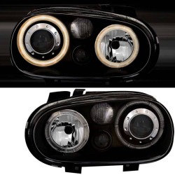 Μπροστινά Φανάρια Set Για Vw Golf IV (4) 97-03 Angel Eyes Μαύρα H7/H7/H3 Depo Μπροστινά Φανάρια Set Για Vw Golf IV (4) 97-03 Angel Eyes Μαύρα H7/H7/H3 Depo