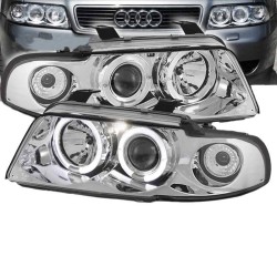 Μπροστινά Φανάρια Set Για Audi A4 B5 94-98 Angel Eyes Χρωμίου H1/H1 Sonar