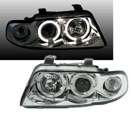 Μπροστινά Φανάρια Set Για Audi A4 B5 94-98 Angel Eyes Χρωμίου H1/H1 Sonar