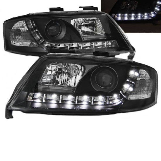 Μπροστινά Φανάρια Set Για Audi A6 4B 97-01 DRL Μαύρα H1/H1 Sonar