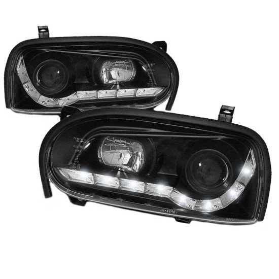 Μπροστινά Φανάρια Set Για Vw Golf 3 92-98 DRL Μάυρα H1/H1 JunYan