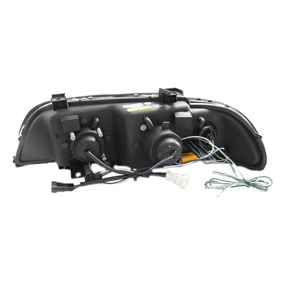 Μπροστινά Φανάρια Set Για Bmw 5 E39 95-03 3D Angel Eyes & Led Φλας Μαύρα H7/H1 Manual Reliable Auto Parts