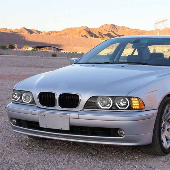 Μπροστινά Φανάρια Set Για Bmw 5 E39 95-03 3D Angel Eyes & Led Φλας Μαύρα H7/H1 Manual Reliable Auto Parts