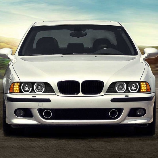 Μπροστινά Φανάρια Set Για Bmw 5 E39 95-03 3D Angel Eyes & Led Φλας Μαύρα H7/H1 Manual Reliable Auto Parts