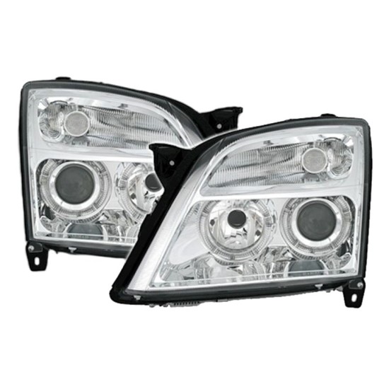Μπροστινά Φανάρια Set Για Opel Vectra C 02-05 Angel Eyes Χρωμίου H7/H7 Depo