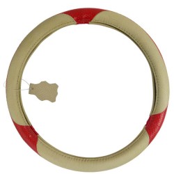 Κάλυμμα Τιμονιού Αυτοκινήτου Δερμάτινο Μπεζ-Κόκκινο Medium 38cm Κάλυμμα Τιμονιού Αυτοκινήτου Δερμάτινο Μπεζ-Κόκκινο Medium 38cm