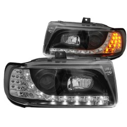 Μπροστινά Φανάρια Set Για Seat Ibiza 6K 93-00 / Vw Polo Variant 6N 94-99 DRL & Led Φλας Μαύρα H1/H1 Manual JunYan Μπροστινά Φανάρια Set Για Seat Ibiza 6K 93-00 / Vw Polo Variant 6N 94-99 DRL & Led Φλας Μαύρα H1/H1 Manual JunYan