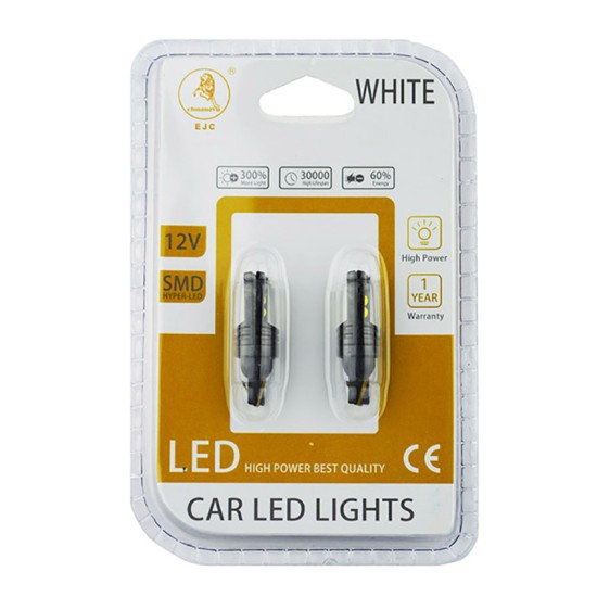 Λάμπες Led T10 12volt 2 Led Λευκό Canbus W5W Auto GS 600664 2 Τεμάχια