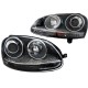 Μπροστινά Φανάρια Set Για Vw Golf V (5) 03-08 / Jetta GTI R32 Look Projectors Μαύρα H7/H7 Με Μοτέρ Depo