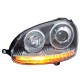Μπροστινά Φανάρια Set Για Vw Golf V (5) 03-08 / Jetta GTI R32 Look Projectors Μαύρα H7/H7 Με Μοτέρ Depo