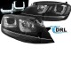 Μπροστινά Φανάρια Set Για Vw Golf VIΙ (7) 12-17 TRU DRL U-Type GTI Μαύρα H7/H1 Με Μοτέρ Sonar