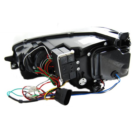 Μπροστινά Φανάρια Set Για Vw Golf VIΙ (7) 12-17 TRU DRL U-Type GTI Μαύρα H7/H1 Με Μοτέρ Sonar