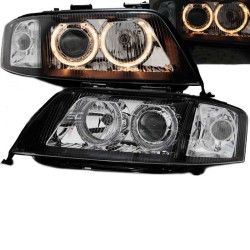 Μπροστινά Φανάρια Set Για Audi A6 4B 97-01 Angel Eyes Μαύρα H7/H7 depo Μπροστινά Φανάρια Set Για Audi A6 4B 97-01 Angel Eyes Μαύρα H7/H7 depo