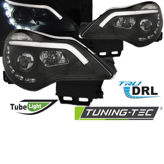 Μπροστινά Φανάρια Set Για Opel Corsa D 11-14 TRU DRL Tube Lights Μαύρα H1/H1 Sonar