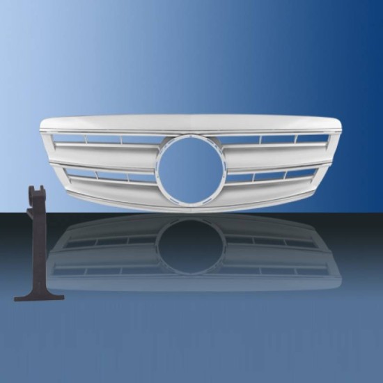 Μάσκα Για Mercedes-Benz S-Class W220 02-05 Amg Look Με 3 Γρίλιες Ασημί/Χρώμιο 1 Τεμάχιο