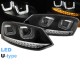 Μπροστινά Φανάρια Set Για Vw Polo 6R / 6C DRL U-Type Black H7/H7 Με Μότερ Eagle Eyes