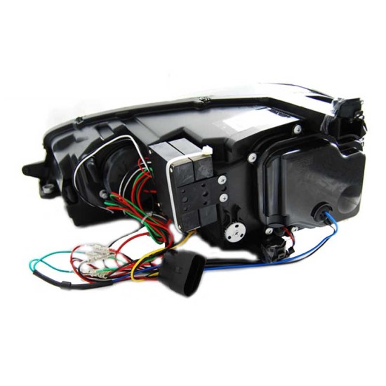 Μπροστινά Φανάρια Set Για Vw Golf VIΙ (7) 12-17 TRU DRL U-Type GTI Μαύρα/Κόκκινο H7/H1 Με Μοτέρ Sonar