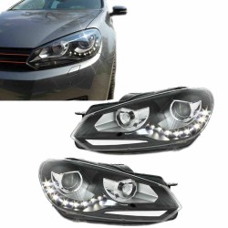 Μπροστινά Φανάρια Set Για Vw Golf VΙ (6) 08-12 TRU DRL GTI Μαύρα H7 Με Μοτέρ Depo Μπροστινά Φανάρια Set Για Vw Golf VΙ (6) 08-12 TRU DRL GTI Μαύρα H7 Με Μοτέρ Depo