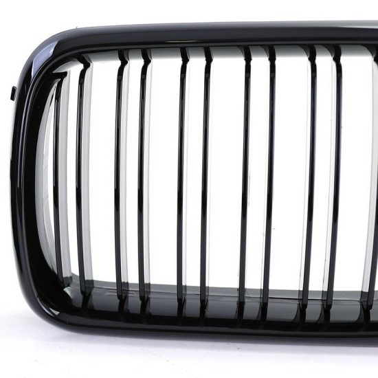 Καρδιές Μάσκας Για Bmw 3 E36 96-99 M4 Look Με Διπλή Γρίλια Μαύρο Γυαλιστερό 2 Τεμάχια