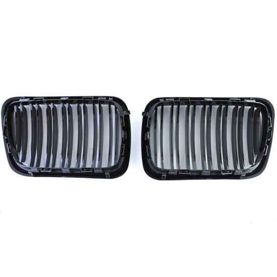 Καρδιές Μάσκας Για Bmw 3 E36 96-99 M4 Look Με Διπλή Γρίλια Μαύρο Γυαλιστερό 2 Τεμάχια
