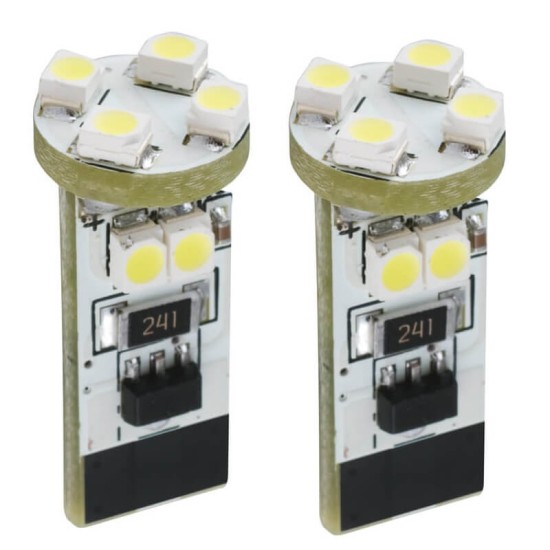 Λάμπες Led T10 12volt 8 Smd Led Canbus Λευκό Φως RaceSport LIT3528 2 Τεμάχια
