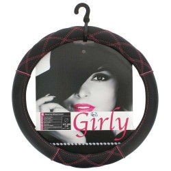 Κάλυμμα Tιμονιού ''Pink Cross Stitch''Μαύρο Με Ροζ Σταυρωτό Νήμα Medium 37-39cm Κάλυμμα Tιμονιού ''Pink Cross Stitch''Μαύρο Με Ροζ Σταυρωτό Νήμα Medium 37-39cm