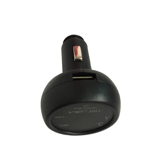 Βολτόμετρο - Θερμόμετρο Και Φορτιστής Usb Αυτοκινήτου Κόκκινα Και Μπλε Νούμερα 99103