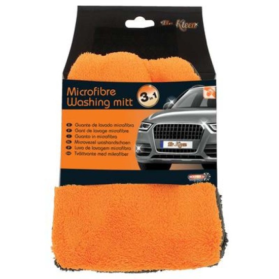 Γάντι Ειδικό Για Πλύσιμο Αυτοκινήτου Microfiber 3 Σε 1 23x17cm Μr Κleen KLIN006