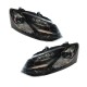 Μπροστινά Φανάρια Set Για Vw Polo 6R/ 6C 09-17 DRL GTI R-Look Μαύρα Με Ασημί Γραμμή H7/H7 Με Μοτέρ Carner