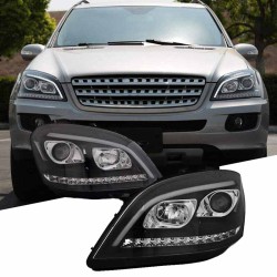 Μπροστινά Φανάρια Set Για Mercedes-Benz ML-Class W164 05-08 DRL Tube Lights Dynamic Φλας W166 Look Μαύρα H9/H1 Με Μοτέρ JunYan Μπροστινά Φανάρια Set Για Mercedes-Benz ML-Class W164 05-08 DRL Tube Lights Dynamic Φλας W166 Look Μαύρα H9/H1 Με Μοτέρ JunYan