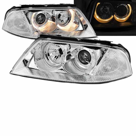 Μπροστινά Φανάρια Set Για Vw Passat 3BG 00-05 Angel Eyes Χρωμίου H7/H7 Depo